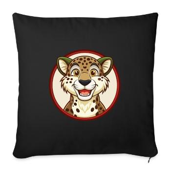 Cheetah Colorful Kawaii Cartoon Character Clipart - Sofa pillowcase 17,3'' x 17,3'' (45 x 45 cm) - black - Front