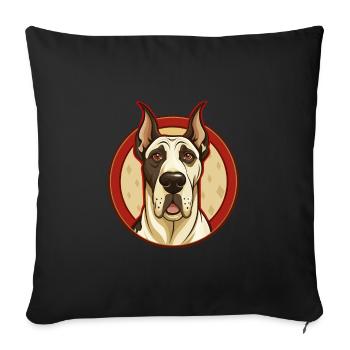 Chien Dogue Allemand Personnage De Dessin Animé Kawaii Coloré - Housse de coussin décorative 45 x 45 cm - noir - Devant