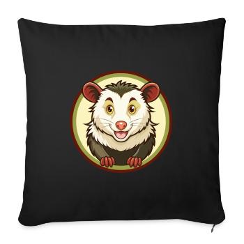 Opossum coloré Kawaii Dessin animé Personnage Clipart - Housse de coussin décorative 45 x 45 cm - noir - Devant