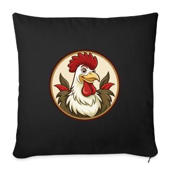 Coq coloré Kawaii Dessin animé Personnage Clipart - Housse de coussin décorative 45 x 45 cm - noir - Devant