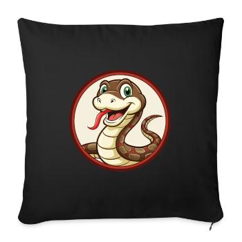 serpent coloré kawaii dessin animé personnage clipart - Housse de coussin décorative 45 x 45 cm - noir - Devant