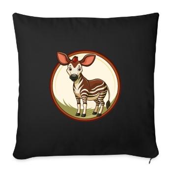 Okapi Colorful Kawaii Cartoon Character Clipart - Sofa pillowcase 17,3'' x 17,3'' (45 x 45 cm) - black - Front