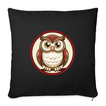 Owl Colorful Kawaii Cartoon Character Clipart Pet - Sofa pillowcase 17,3'' x 17,3'' (45 x 45 cm) - black - Front