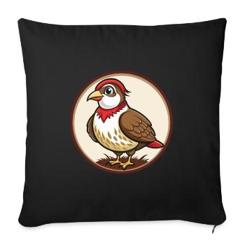perdrix coloré kawaii personnage de dessin animé animal de compagnie - Housse de coussin décorative 45 x 45 cm - noir - Devant
