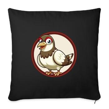 Pigeon Coloré Kawaii Dessin Animé Personnage Clipart - Housse de coussin décorative 45 x 45 cm - noir - Devant