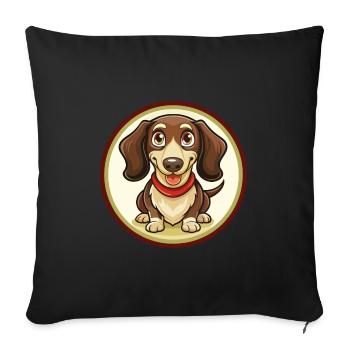 Dachshund Dog Colorful Kawaii Cartoon Clipart Pet - Sofa pillowcase 17,3'' x 17,3'' (45 x 45 cm) - black - Front