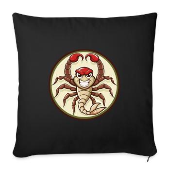 Scorpion coloré Kawaii Dessin animé Personnage Clipart - Housse de coussin décorative 45 x 45 cm - noir - Devant