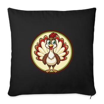Peacock Colorful Kawaii Cartoon Character Clipart - Sofa pillowcase 17,3'' x 17,3'' (45 x 45 cm) - black - Front