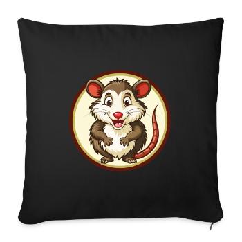 opossum coloré kawaii dessin animé personnage clipart - Housse de coussin décorative 45 x 45 cm - noir - Devant