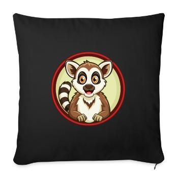 Lemur Colorful Kawaii Cartoon Character Clipart - Sofa pillowcase 17,3'' x 17,3'' (45 x 45 cm) - black - Front