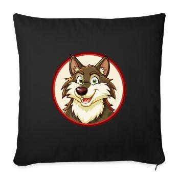 Wolf Colorful Kawaii Cartoon Character Clipart Pet - Sofa pillowcase 17,3'' x 17,3'' (45 x 45 cm) - black - Front