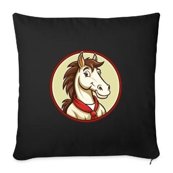 cheval coloré kawaii dessin animé personnage clipart - Housse de coussin décorative 45 x 45 cm - noir - Devant