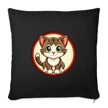 Kitten Colorful Kawaii Cartoon Character Clipart - Sofa pillowcase 17,3'' x 17,3'' (45 x 45 cm) - black - Front