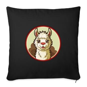 Llama Colorful Kawaii Cartoon Character Clipart - Sofa pillowcase 17,3'' x 17,3'' (45 x 45 cm) - black - Front