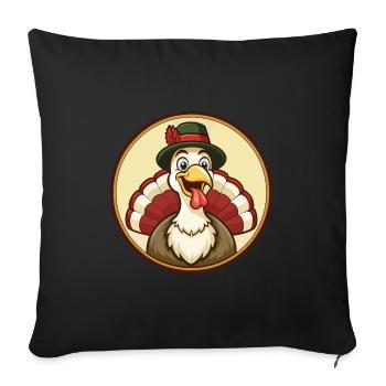 Turquie coloré Kawaii dessin animé Personnage Clipart - Housse de coussin décorative 45 x 45 cm - noir - Devant