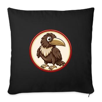 corbeau coloré Kawaii personnage de dessin animé Clipart - Housse de coussin décorative 45 x 45 cm - noir - Devant