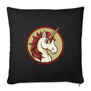 Licorne coloré Kawaii Dessin animé Personnage Clipart - Housse de coussin décorative 45 x 45 cm - noir - Devant