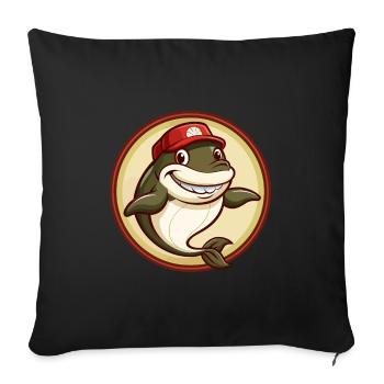 baleine coloré kawaii dessin animé personnage clipart - Housse de coussin décorative 45 x 45 cm - noir - Devant