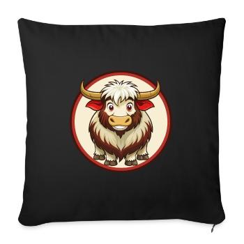 Yak Colorful Kawaii Cartoon Character Clipart Pet - Sofa pillowcase 17,3'' x 17,3'' (45 x 45 cm) - black - Front