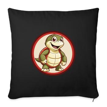 Turtle Colorful Kawaii Cartoon Character Clipart - Sofa pillowcase 17,3'' x 17,3'' (45 x 45 cm) - black - Front
