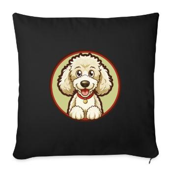 Pudel Hund Bunt Kawaii Cartoon Figur Haustier - Sofakissenbezug 45 x 45 cm - Schwarz - Vorne