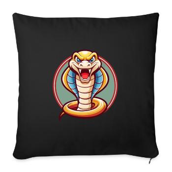 Cobra Cute Funny Kawaii Cartoon Clipart Animal Pet - Sofa pillowcase 17,3'' x 17,3'' (45 x 45 cm) - black - Front