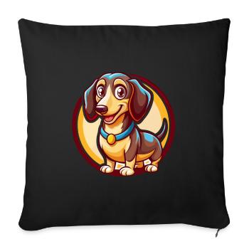 Dachshund Dog Funny Kawaii Cartoon Clipart Animal - Sofa pillowcase 17,3'' x 17,3'' (45 x 45 cm) - black - Front