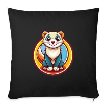 Ferret Funny Kawaii Cartoon Clipart Animal Pet - Sofa pillowcase 17,3'' x 17,3'' (45 x 45 cm) - black - Front