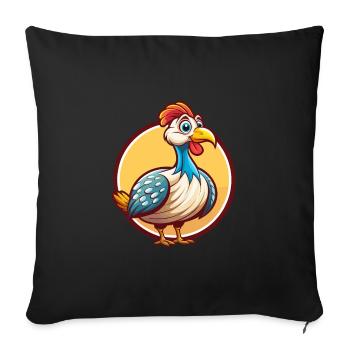 pintade drôle Kawaii dessin animé Clipart Animal - Housse de coussin décorative 45 x 45 cm - noir - Devant