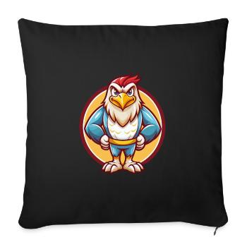 Falcon Funny Kawaii Cartoon Clipart Animal Pet - Sofa pillowcase 17,3'' x 17,3'' (45 x 45 cm) - black - Front