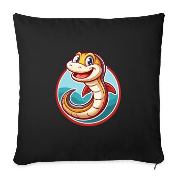 Eel Cute Funny Kawaii Cartoon Clipart Animal Pet - Sofa pillowcase 17,3'' x 17,3'' (45 x 45 cm) - black - Front