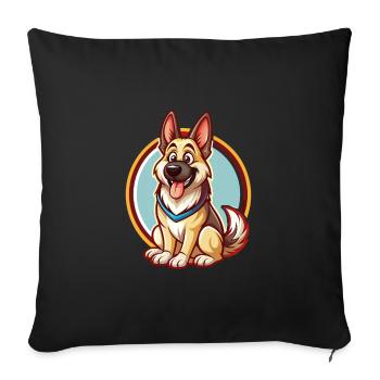 German Shepherd Dog Funny Kawaii Cartoon Animal - Sofa pillowcase 17,3'' x 17,3'' (45 x 45 cm) - black - Front