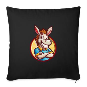 Âne Drôle Kawaii Dessin animé Clipart Animal Animal de compagnie - Housse de coussin décorative 45 x 45 cm - noir - Devant