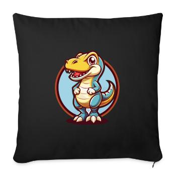 Dinosaur Funny Kawaii Cartoon Clipart Animal Pet - Sofa pillowcase 17,3'' x 17,3'' (45 x 45 cm) - black - Front