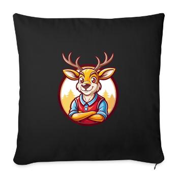 Deer Cute Funny Kawaii Cartoon Clipart Animal Pet - Sofa pillowcase 17,3'' x 17,3'' (45 x 45 cm) - black - Front