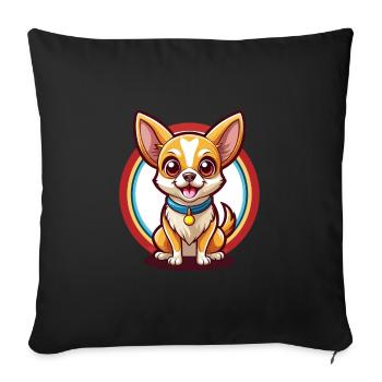 Chihuahua Dog Funny Kawaii Cartoon Clipart Animal - Sofa pillowcase 17,3'' x 17,3'' (45 x 45 cm) - black - Front