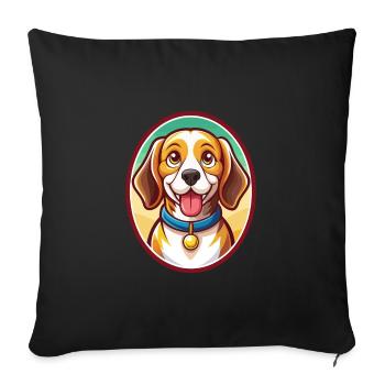Beagle Dog Funny Kawaii Cartoon Clipart Animal Pet - Sofa pillowcase 17,3'' x 17,3'' (45 x 45 cm) - black - Front