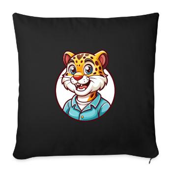 Amur Leopard Funny Kawaii Cartoon Clipart Animal - Sofa pillowcase 17,3'' x 17,3'' (45 x 45 cm) - black - Front