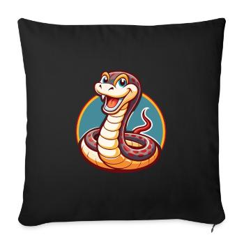 Anaconda Funny Kawaii Cartoon Clipart Animal Pet - Sofa pillowcase 17,3'' x 17,3'' (45 x 45 cm) - black - Front
