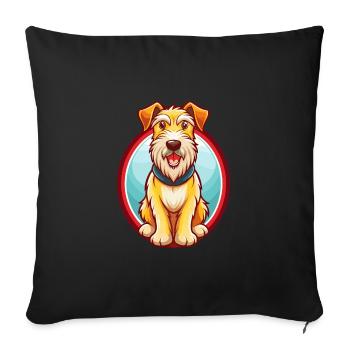 Airedale Terrier Chien Drôle Kawaii Dessin animé Animal - Housse de coussin décorative 45 x 45 cm - noir - Devant