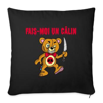 Ours en peluche psychopathe - Housse de coussin décorative 45 x 45 cm - noir - Devant
