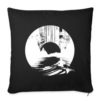 Dessin d’aviron - Housse de coussin décorative 45 x 45 cm - noir - Devant