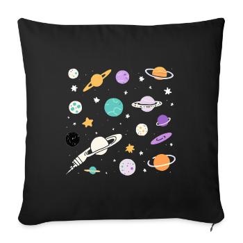Fête de la planète pastel - Housse de coussin décorative 45 x 45 cm - noir - Devant