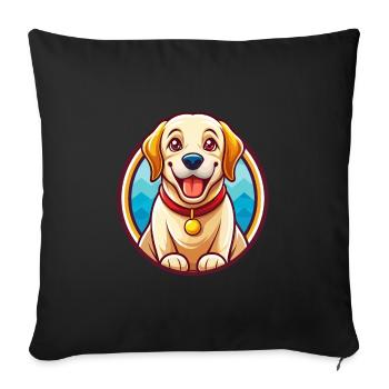 Labrador retriever chien drôle Kawaii dessin animé Animal - Housse de coussin décorative 45 x 45 cm - noir - Devant