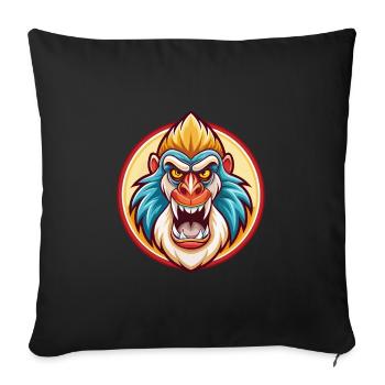Mandrill Funny Kawaii Cartoon Clipart Animal Pet - Sofa pillowcase 17,3'' x 17,3'' (45 x 45 cm) - black - Front