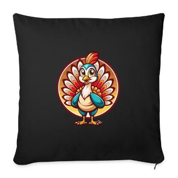 Peacock Funny Kawaii Cartoon Clipart Animal Pet - Sofa pillowcase 17,3'' x 17,3'' (45 x 45 cm) - black - Front