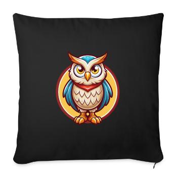 Owl Cute Funny Kawaii Cartoon Clipart Animal Pet - Sofa pillowcase 17,3'' x 17,3'' (45 x 45 cm) - black - Front