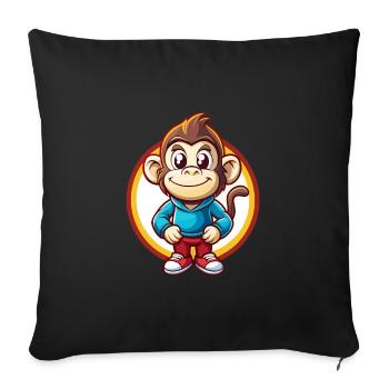 Monkey Funny Kawaii Cartoon Clipart Animal Pet - Sofa pillowcase 17,3'' x 17,3'' (45 x 45 cm) - black - Front