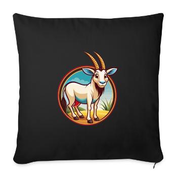 Oryx mignon drôle Kawaii dessin animé Clipart animal de compagnie - Housse de coussin décorative 45 x 45 cm - noir - Devant