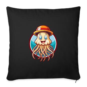 Méduse Drôle Kawaii Dessin animé Clipart Animal de compagnie - Housse de coussin décorative 45 x 45 cm - noir - Devant